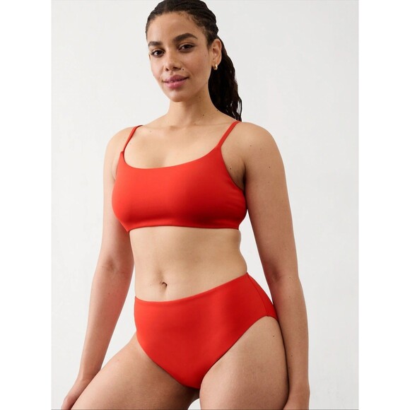 New Athleta High Waist Swim Bottom Dark Orange XS NWT Full Seat Coverage Modest - Picture 3 of 10